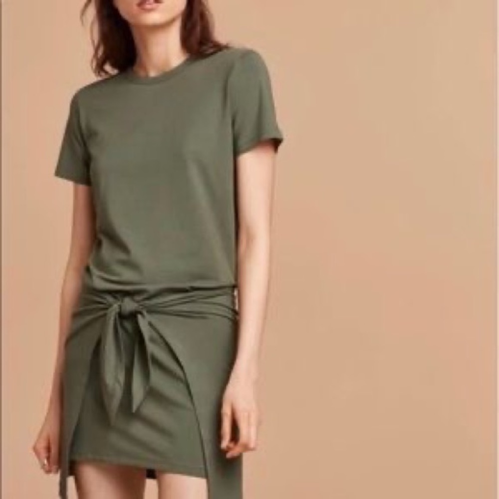 Olive Green Wilfred Wrap T-Shirt Dress